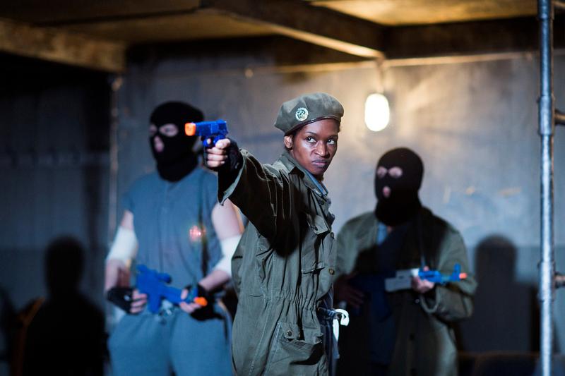 Julius Caesar, directed by Phyllida Lloyd, Donmar Warehouse. Jenny Jules as Cassius.