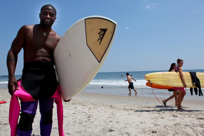 Louis Harris, a local Rockaway surfer who's trying to get more young local in the water and surfing.