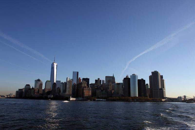 View of Lower Manhattan and Battery Park.