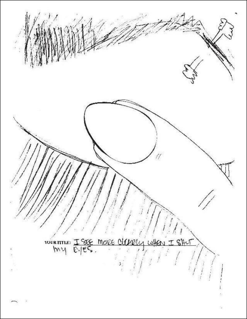 A drawing done by Kerrie Hillman during a Torrance Test of Creative Thinking