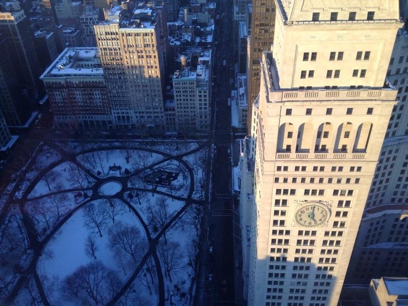 A photo of Madison Square, taken from above, as submitted to the #NYCFromAbove project.