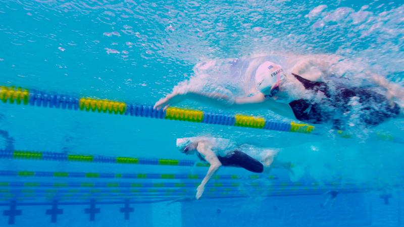 Missy Franklin and Kara Lynn Joyce swimming in Florida.