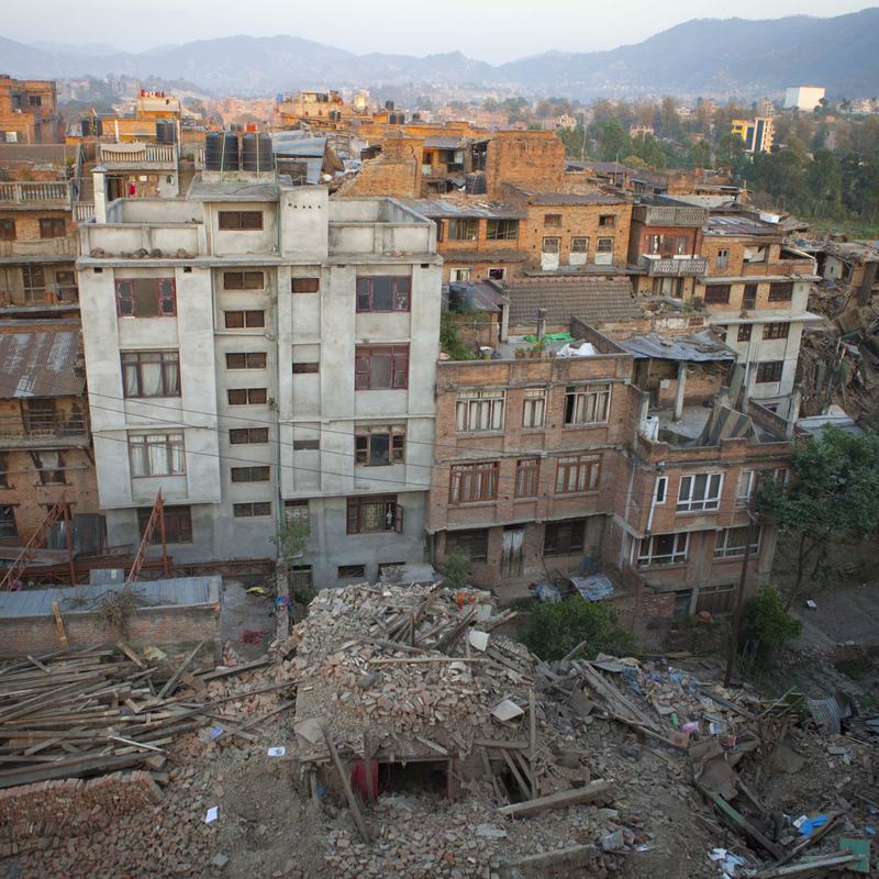 A view of a Nepalese city after the April 25, 2015 earthquake.