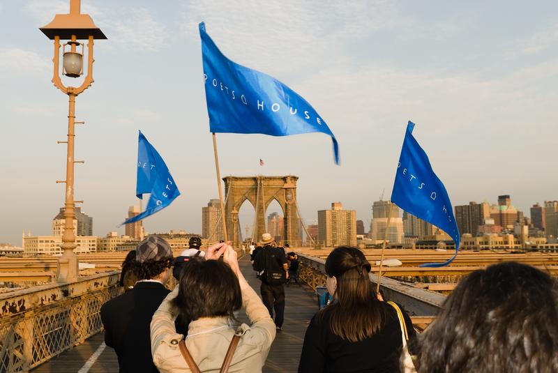 Poets House procession over the Brooklyn Bridge in 1999