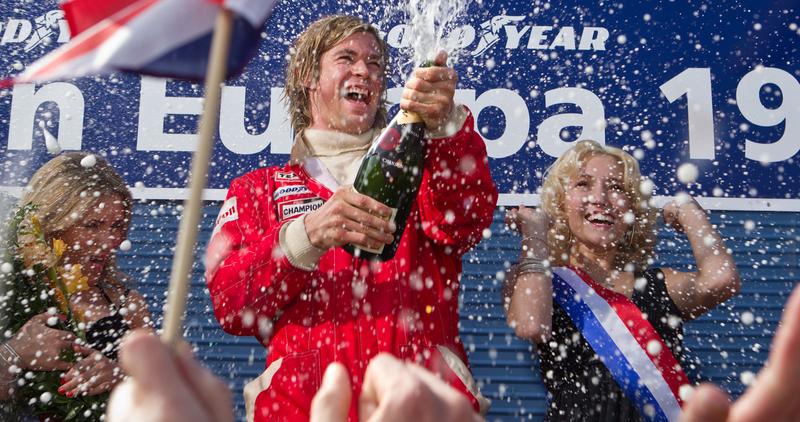 Chris Hemsworth celebrates in 'Rush.'