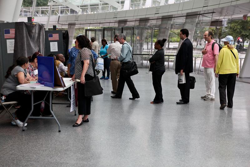 Voting at Brooklyn Museum for primary election, 2013.