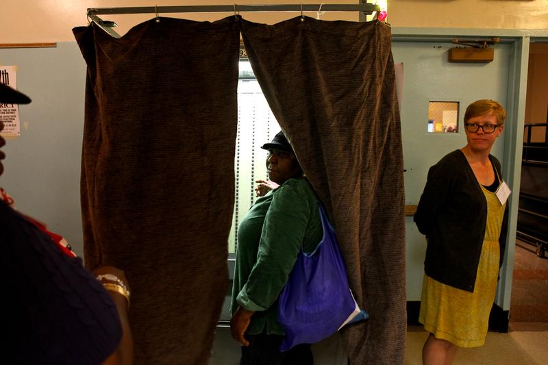Voters in Crown Heights casting ballots in the 2013 primary election.
