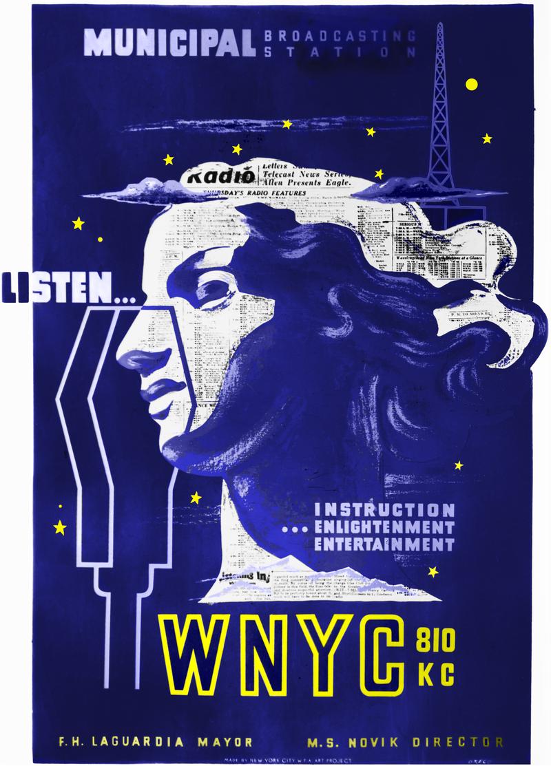 WNYC WPA era Poster circa1939-1940. This is a colorized rendition of a black and white photo by Michael Lorenzini.