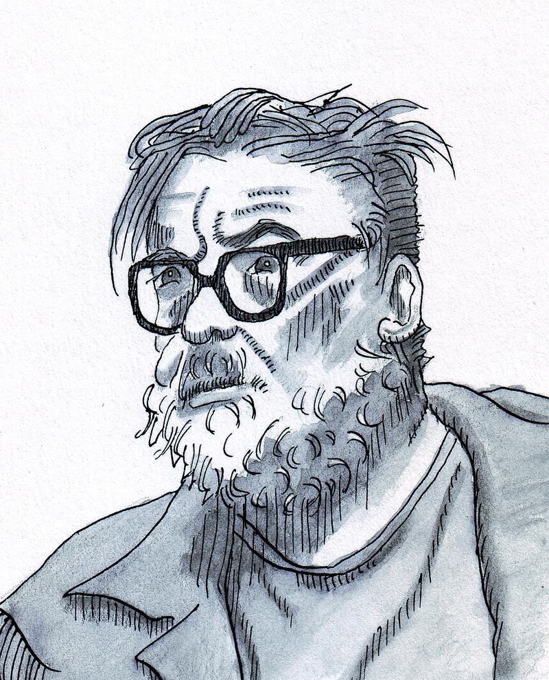 A sketch of William Packard in ink and wash from June, 2014.