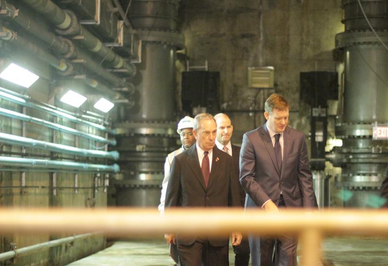 Mayor Bloomberg comes to a control room 20 stories below Central Park to help activate part of the Third Water Tunnel, which has been under construction since 1970.