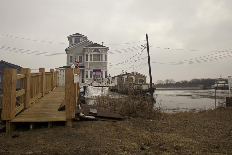 Living on the water in Broad Channel, Queens means repairing your private gangway to get to shore from your house after Sandy.