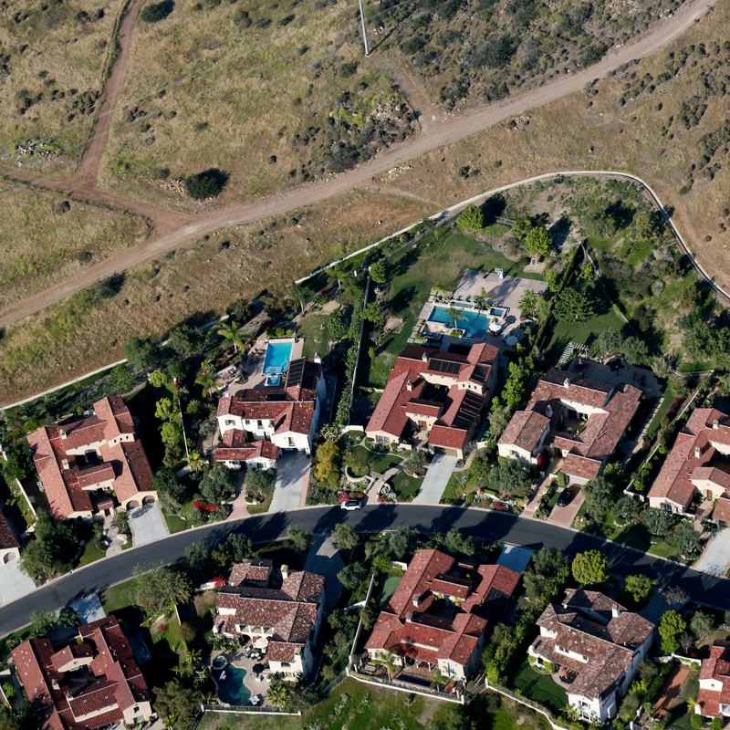 Aerial view overlooking landscaping on April 4, 2015 in San Diego, California.