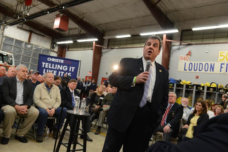 Gov. Chris Christie speaks at a Town Hall in Loudon, New Hampshire. He recently received the endorsement of the Manchester Union Leader, New Hampshires largest newspaper.