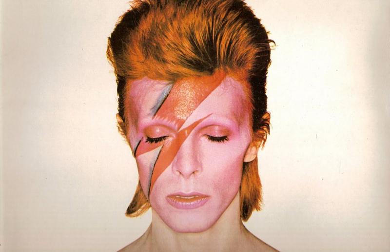 David Bowie during the cover shoot for his album Aladdin Sane in 1973