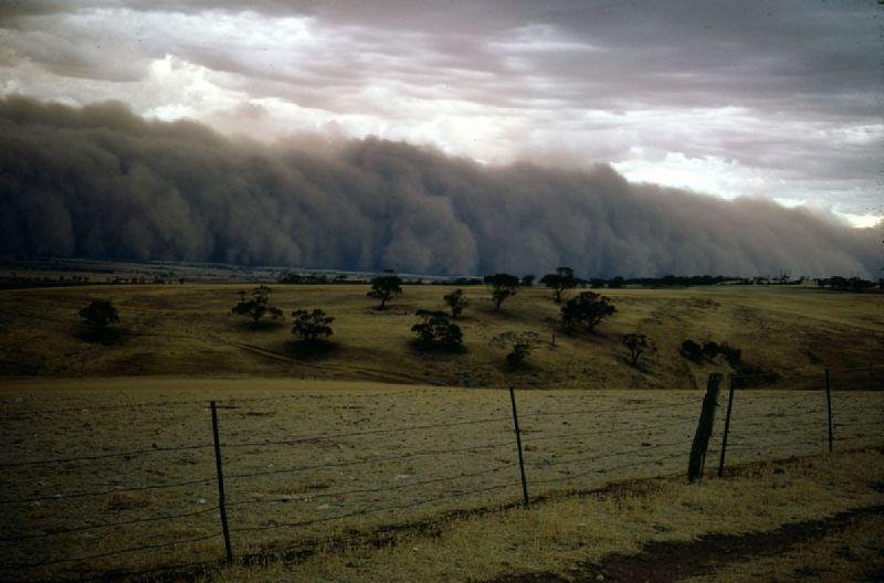 Dust Storm over the plains north of Adelaide South Australia, Febuary 1968.