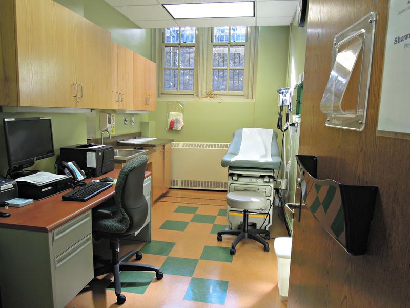 An exam room at the brand new school-based health center at Morris Educational Campus in the Bronx
