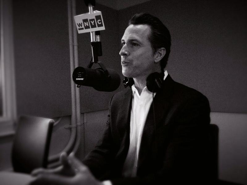 Former San Francisco mayor and California Lieutenant Governor Gavin Newsom talking with Brian Lehrer in WNYC Studio 2