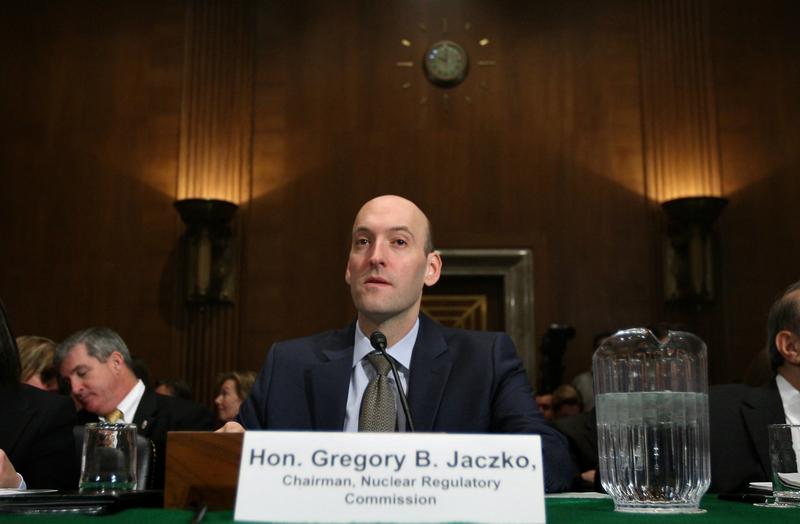 Gregory Jaczko (C) waits for the beginning of a joint hearing before the Senate Environment and Public Works Committee in 2011.