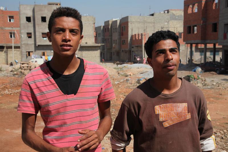 Best friends Nabil (Abdelilah Rachid, left) and Yachine (Abdelhakim Rachid) as young men, in "Horses of God," directed by Nabil Ayouch