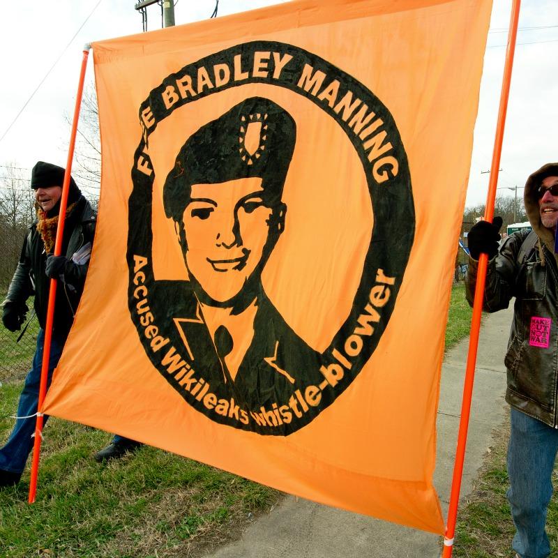 Pro-Bradley Manning protestors at Fort Meade