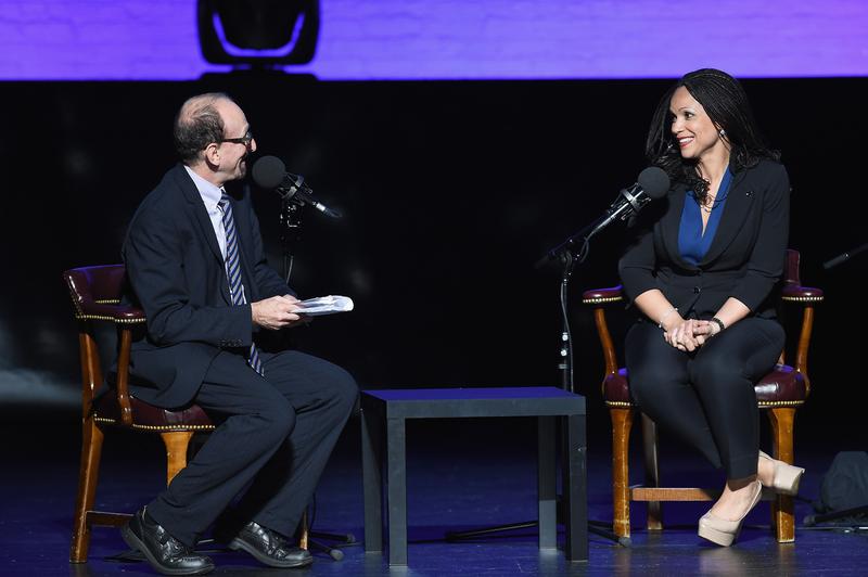 Brian Lehrer and MSNBC's Melissa Harris-Perry at the WNYC celebration of Martin Luther King Jr.'s legacy at the Apollo Theater on January 20, 2014.