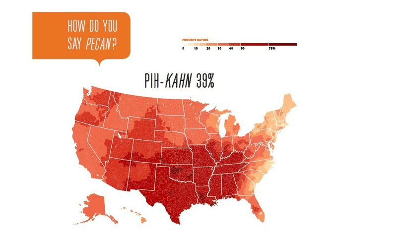 A dialect infographic from "Speaking American" by Josh Katz