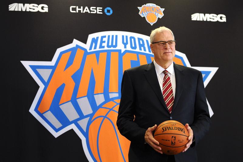 Phil Jackson stands for photos during his introductory press conference as President of the New York Knicks at Madison Square Garden on March 18, 2014