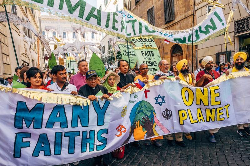 Rabbi Lawrence Troster (4th right) at a recent interfaith rally in Rome