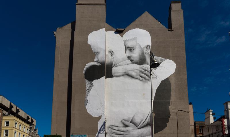 "Same-Sex Marriage" by Joe Caslin was installed overnight on a wall at the Dame Street end of South Great George’s Street in Ireland.