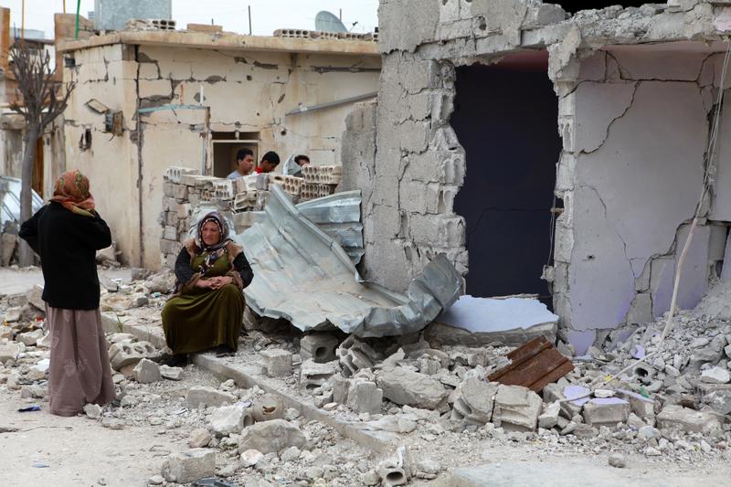 View of war damage from Serekaniye, Syria. March 22, 2013