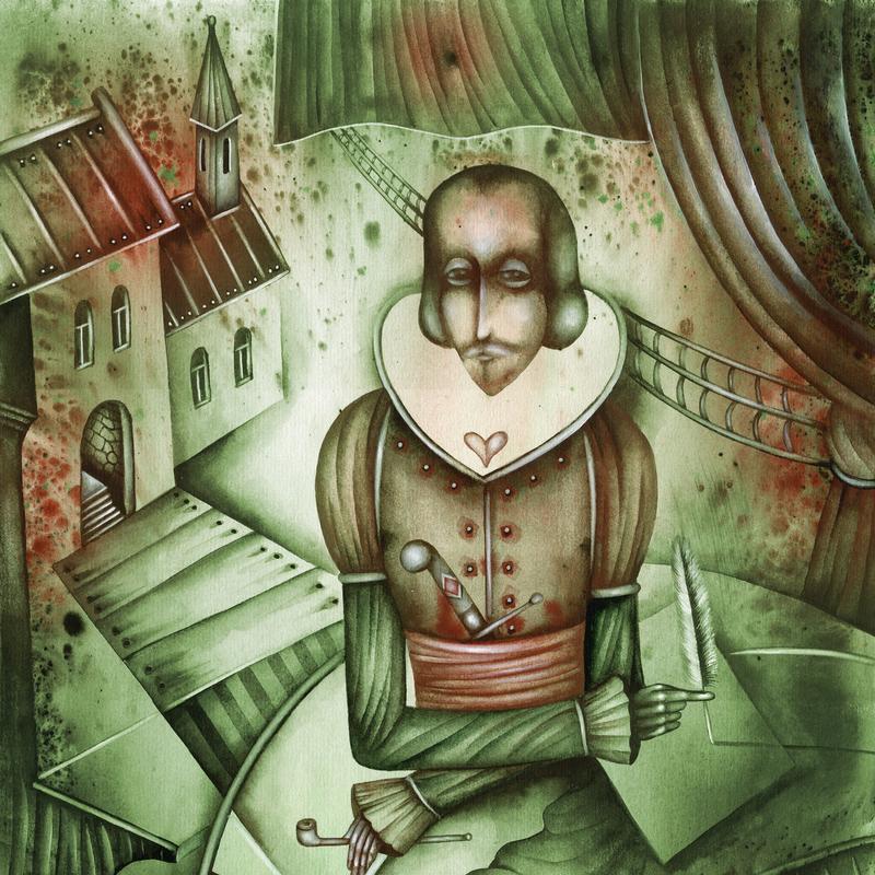 Artist depiction of William Shakespeare.