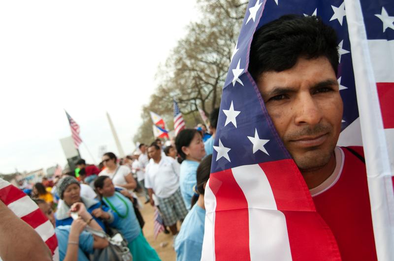 Some 200,000 immigrants' rights activists flood the National Mall on March 21, 2010 in Washington D.C.