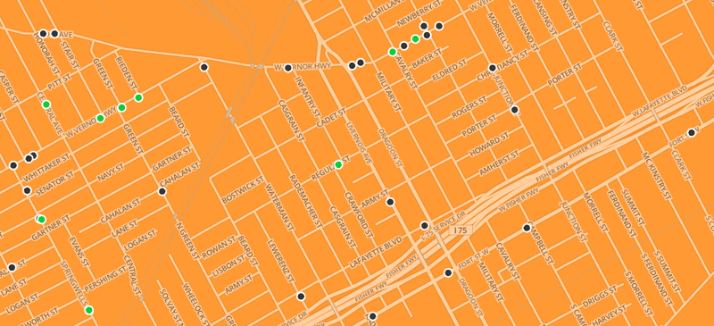Map of food stores in Detroit, Michigan.