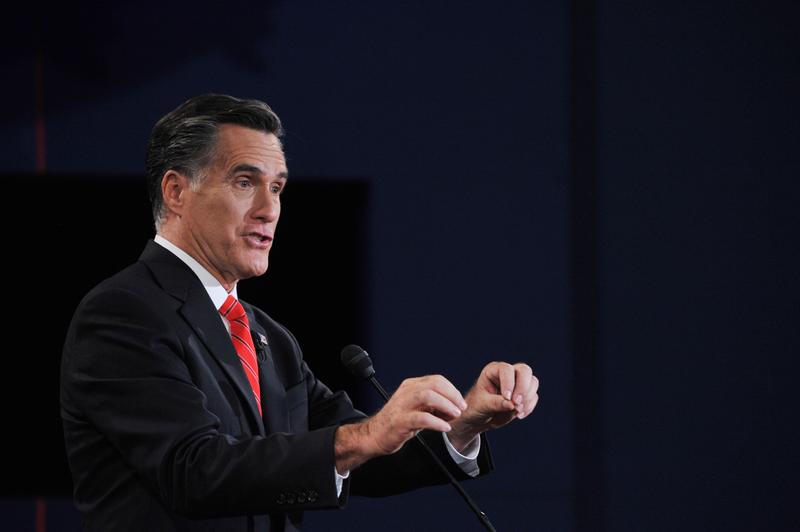 Mitt Romney speaks during a debate with Pres. Barack Obama in 2012.