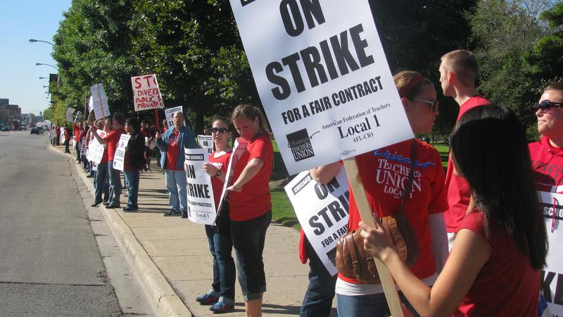 Teachers strike in Chicago over pay, benefits, and unions rights.