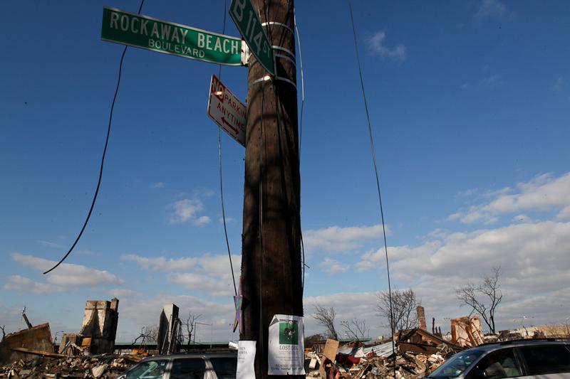 Rockaway Beach Boulevard in mid-Rockaways after Hurricane Sandy.