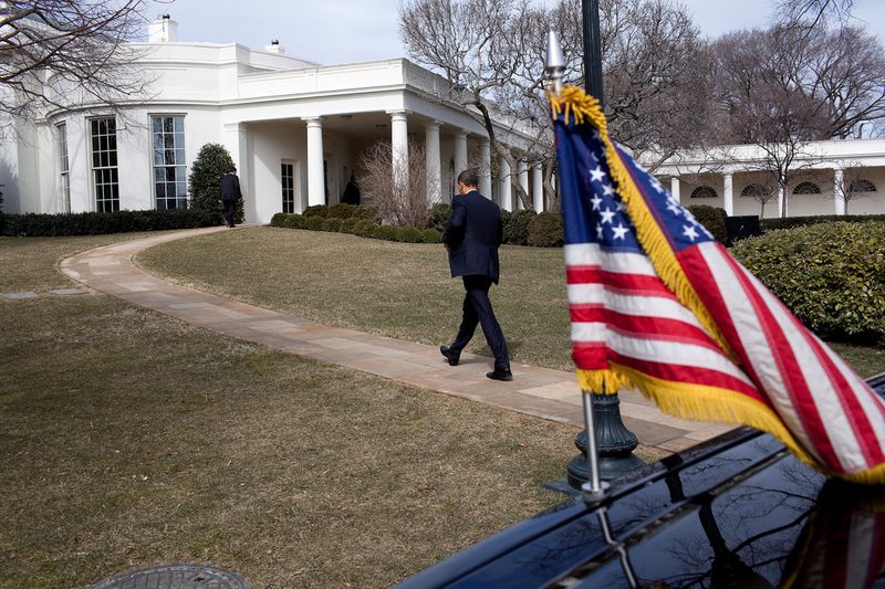 President Obama walks toward the Oval Office in 2010.