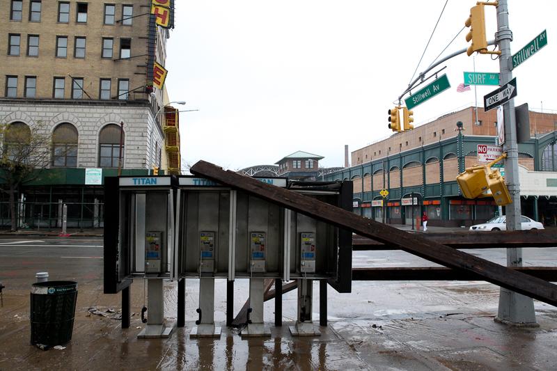 Surf Avenue hit hard by Hurricane Sandy in Coney Island.