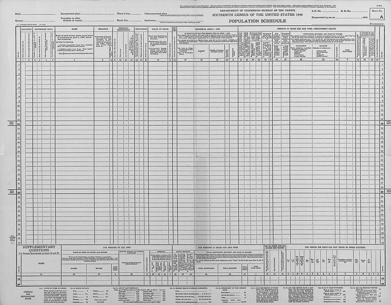1940 Census Form