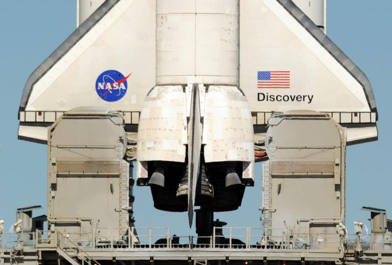 The space shuttle Discovery on Pad 39A November 5, 2010 at Kennedy Space Center in Florida.