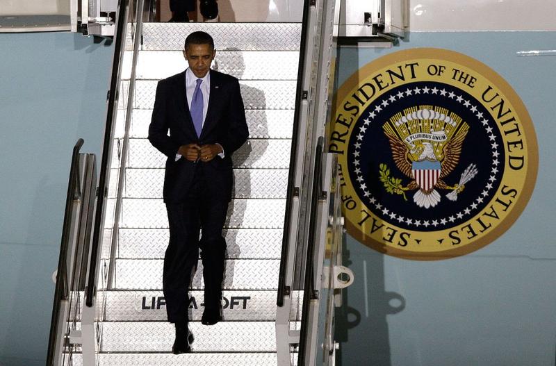 U.S. President Barack Obama arrives at the Seoul Airport for the 2010 G20 Summit on November 10, 2010 in Seoul, South Korea.