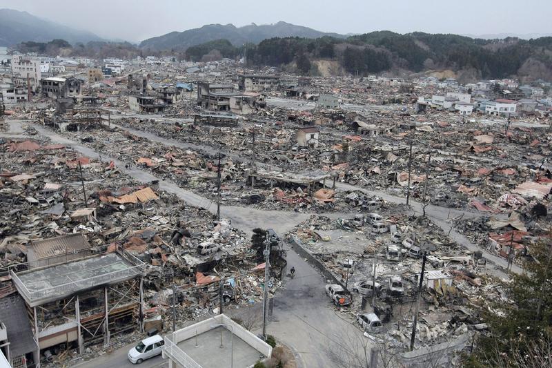 General view of the rubble of Yamada, Iwate prefecture, on March 15, 2011. Explosions and a fire at Japan's quake-hit nuclear plant unleashed dangerous radiation.