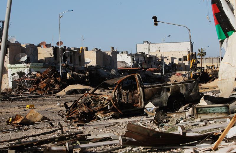 Tripoli Street in downtown Misrata is a scene of destruction April 18, 2011 in Misrata, Libya. Tripoli Street once was Misrata's posh main avenue for shops and expensive apartments.