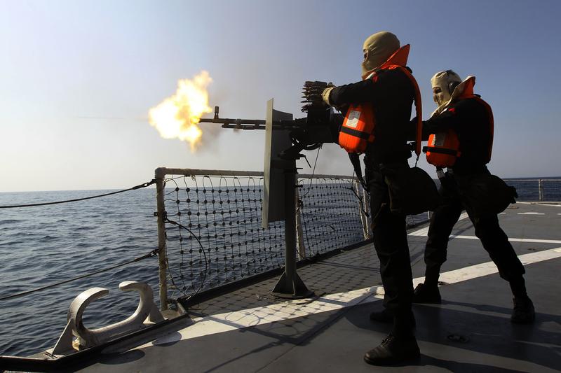 Iranian navy conducts the 'Velayat-90' naval wargames in the Strait of Hormuz in southern Iran on January 1, 2012.