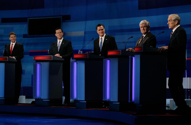 Republican presidential candidates participate in a Fox News, Wall Street Journal-sponsored debate.
