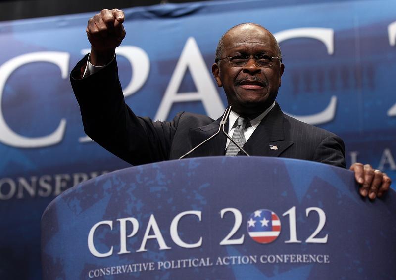 Herman Cain addresses the annual Conservative Political Action Conference.