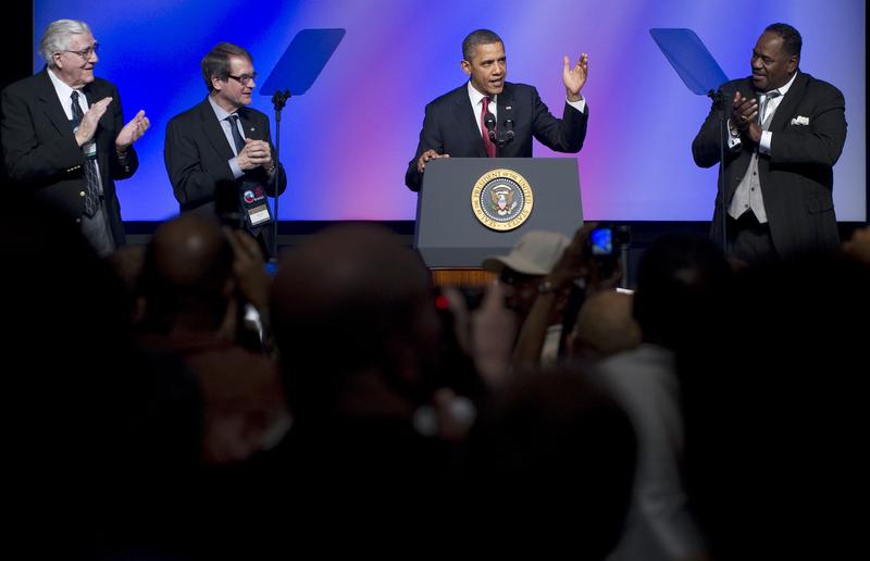 US President Barack Obama speaks at the United Auto Workers (UAW) conference in Washington, DC, February 28, 2012.