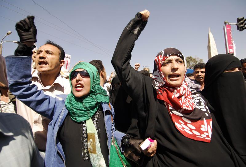 Yemeni women join some 2000 protesters in the capital Sanaa, on February 13, 2011, calling for the resignation of President Ali Abdallah Saleh, in power for 32 years.