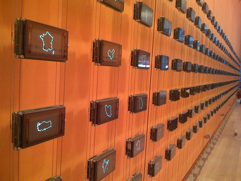 Art display in the lobby of The New York Times building