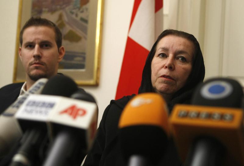 Christine Levinson, the wife of ex-FBI agent Robert Levinson, at the Swiss embassy in Tehran.